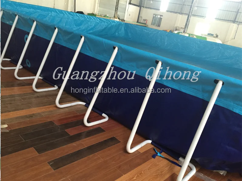 PVC rectangular inflatable metal frame pool, steel swimming pool for water pool slides