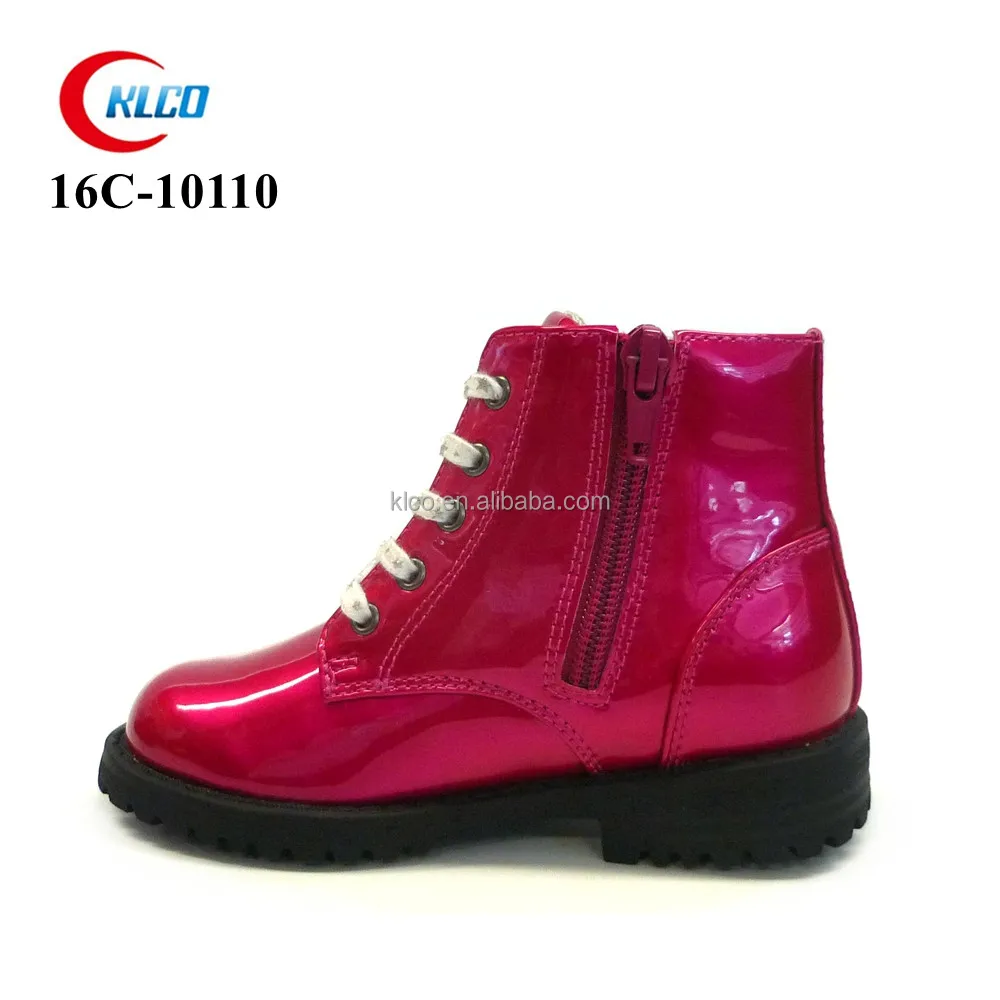 Оптовая продажа, детская обувь на плоской подошве из искусственной кожи, блестящие ботинки для девочек