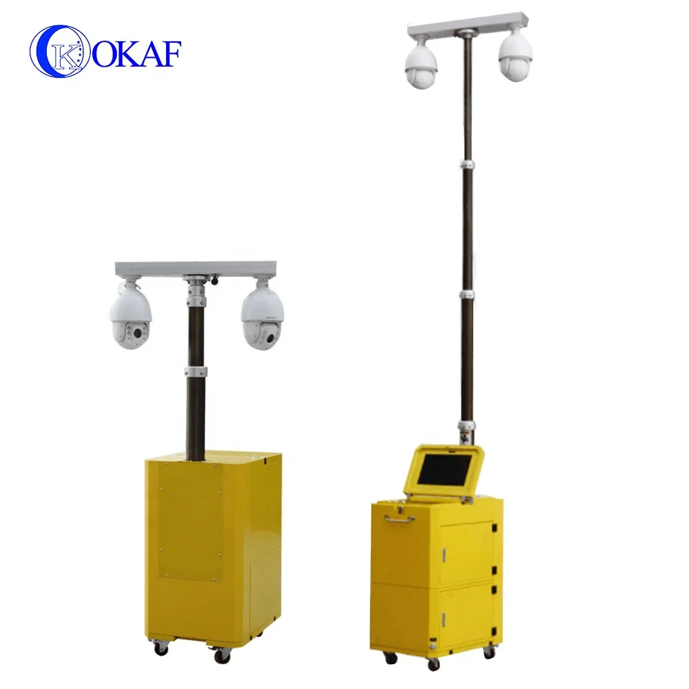 Telescopic Mast Height 6m Custom Mobile Sentry  CCTV Trailer