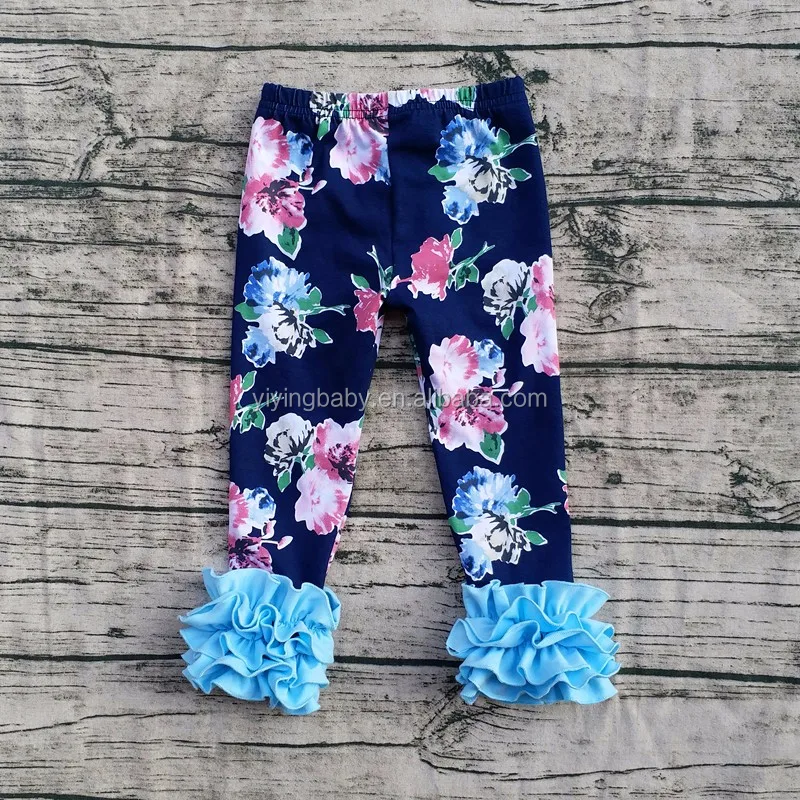 Super cute style girls icing leggings printed wholesale baby ruffle pants children fashion pants