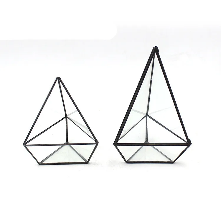 Glass box terrarium Luminous Black gold Light Holder Home House Table Center piece  mini lantern wedding favors