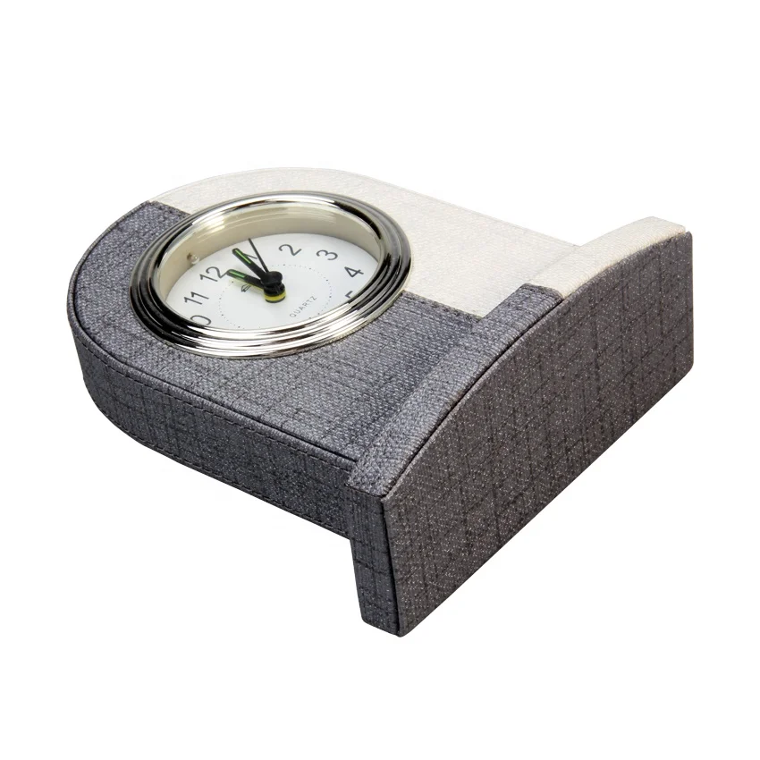 Factory Custom High Quality Office Hotel Fabric Table Pu Leather Desk Alarm Clock