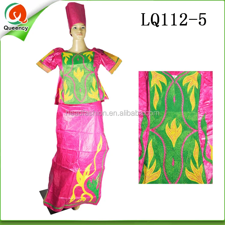 african bazin embroidery dress traditional women wear LQ112-3