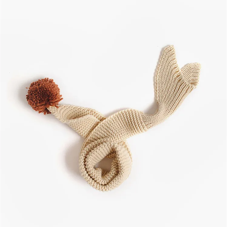 wholesale children scarves cute fishtail shape knitting pattern winter custom baby knitted scarf shawl