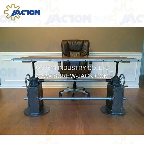 Винтажный чугунный промышленный коленчатый регулируемый стол, мебель с ручным винтовым домкратом