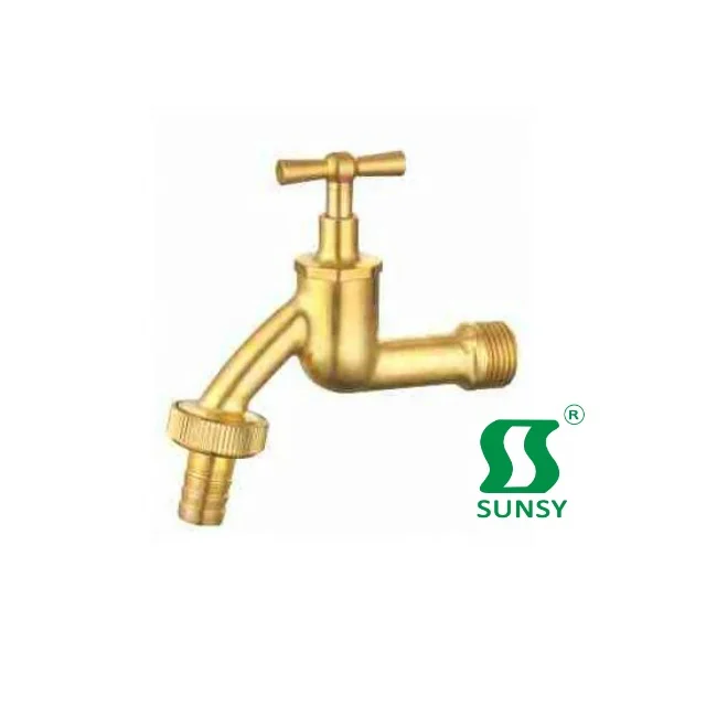 Yuhuan sunsy factory forged BSP NPT golden color brass tap water hose stop tap bibcock faucet for kitchen garden washing machine