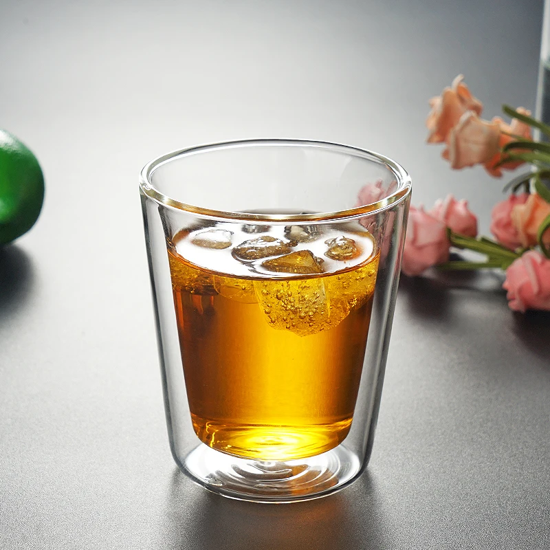 
Wholesale glassware insulated double wall glass espresso shot cup logo 