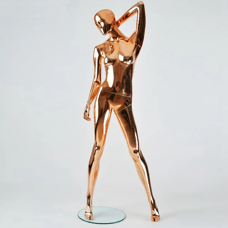 colorful chrome abstract gold female or male full body mirror mannequins for sale