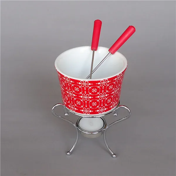Cylindrical shape customized design porcelain mini white fondue set for tableware
