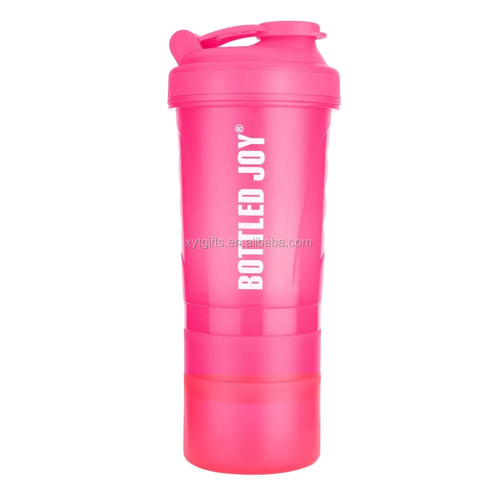 
2018 Wholesale BPA Free Plastic Fitness Shaker Bottle with Protein Powder Storages 