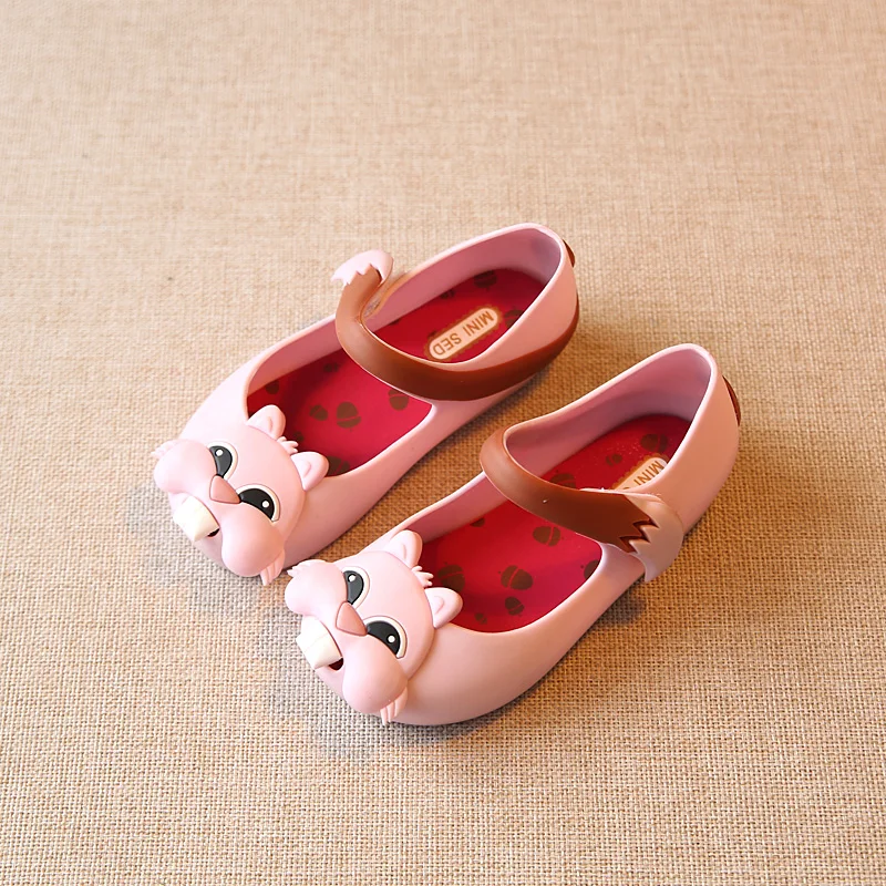 Squirrel design children girl larger size mini melissa jelly shoes