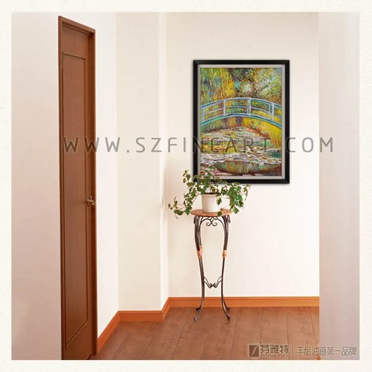 Japanese Bridge, 100% Handmade Impression Oil Painting Canvas Reproduction of Claude Monet