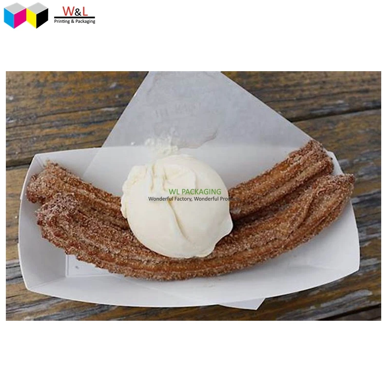 PE coated food grade waterproof ice cream paper churros boat tray