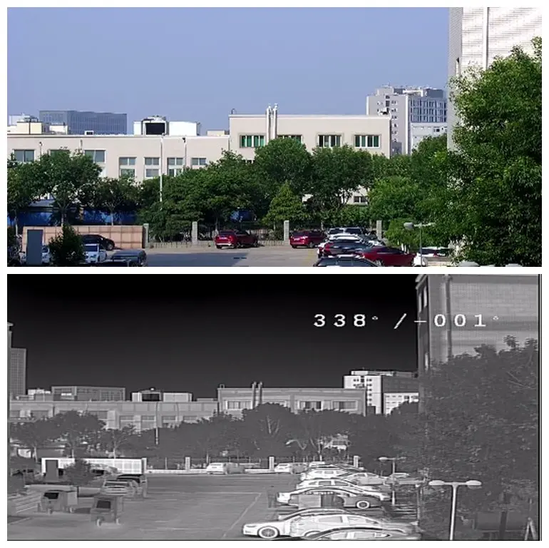 long distance night vision dual sensor 360 outdoor ptz thermal imaging ir camera with thermal imager and optical lens