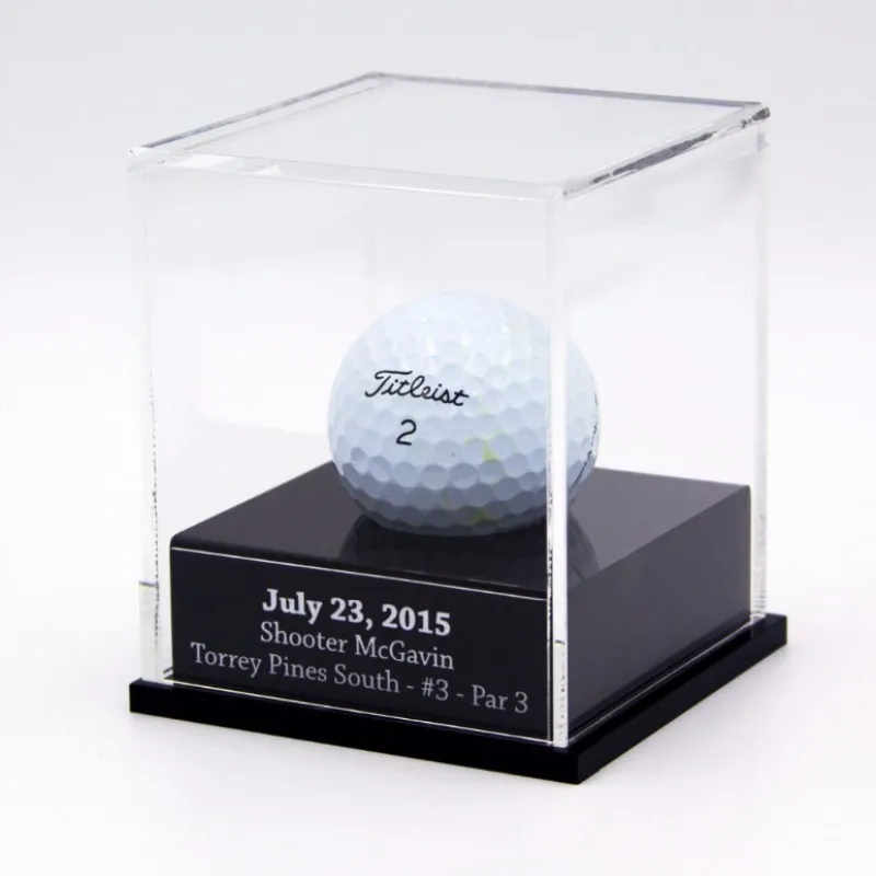 Customized clear plexiglass case acrylic golf ball display box