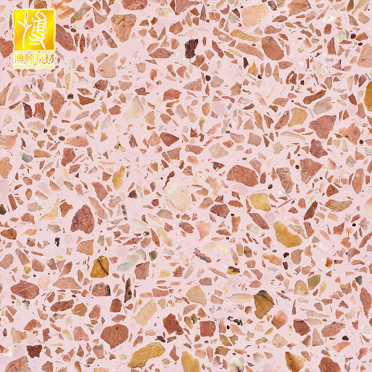 Artifical Terrazzo pink slabs cheap terrazzo tile