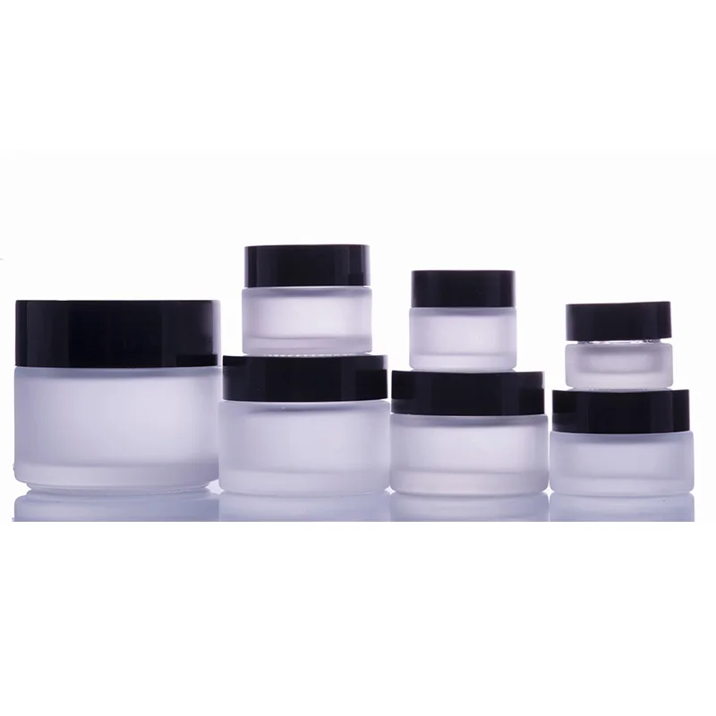 In Stock 5g 10g 15g 20g 30g 50g 60g 100g 120g Matte Clear Frosted Glass cream jar for sale with plastic lid