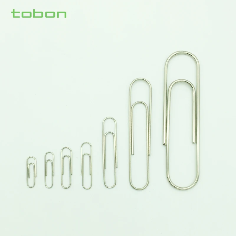 Nickel plated metal paperclips 33mm