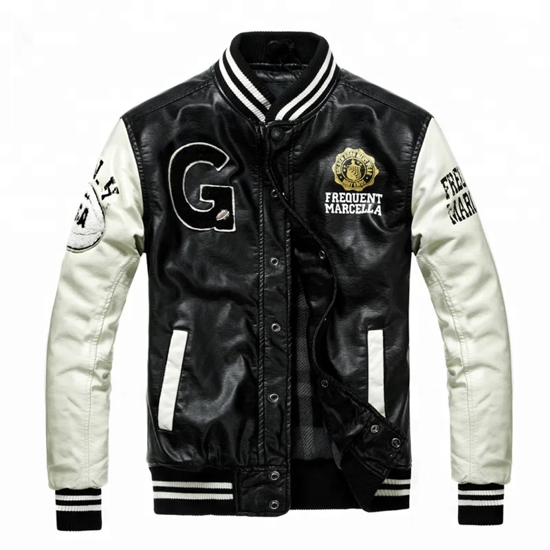  Куртка Varsity с кожаным рукавом спортивная бейсбольная куртка Мужская Letterman оптовая продажа нашивка
