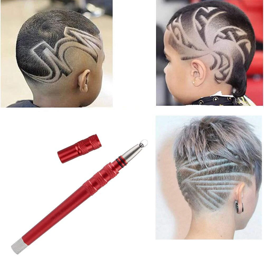 Машинка для татуировки волос, ручка для стрижки волос, стальная, с гравировкой, ручка/10 лезвий/пинцет для укладки волос, бровей, бороды, бритвенный инструмент