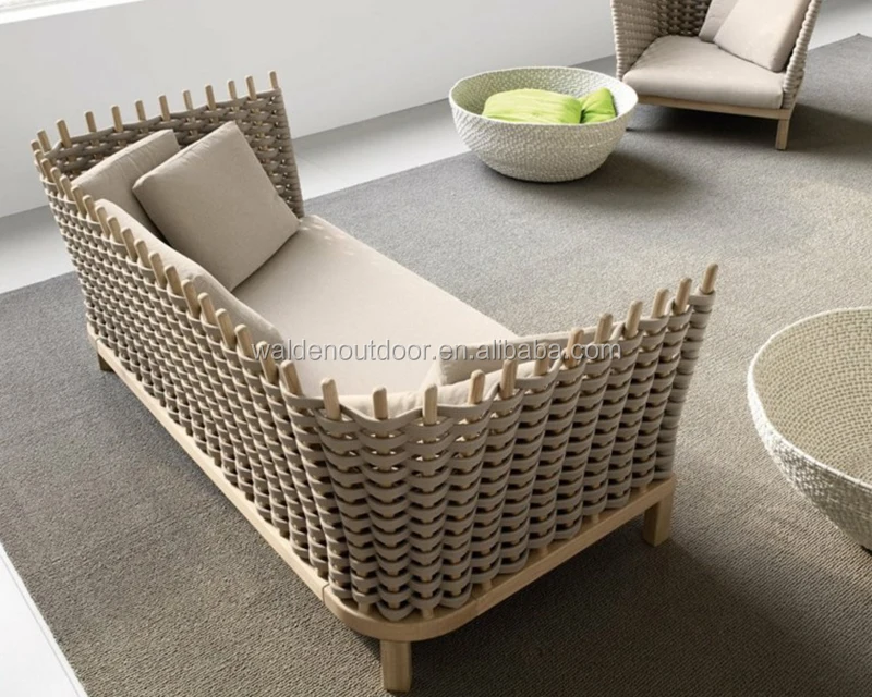 2019 Walden high quality wood rope weaving sofa lounge outdoor furniture