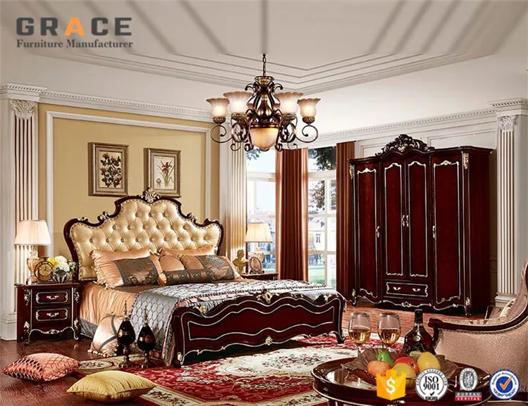 H8830R indian royal style furniture antique gold bedroom sets american design