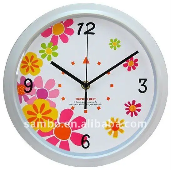 Vinyl Wall Clock With Flower Picture For Gift