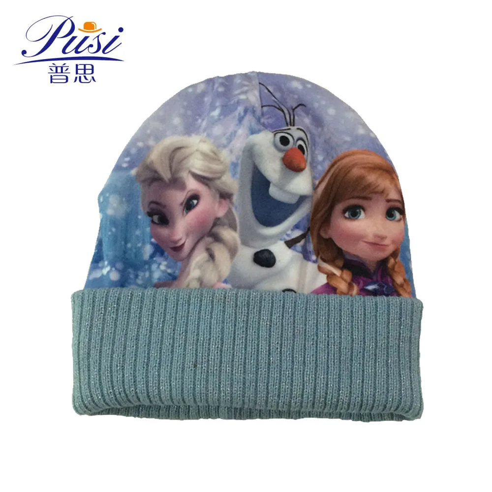 Popular Print Cartoon LOGO Kids Knitted Hat/ Cute Baby Winter Hat For Boys And Girls polar fleece fabric winter beanies hats cap