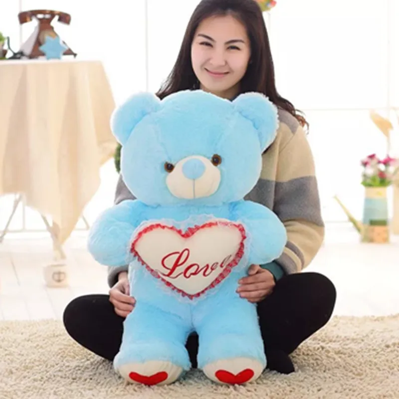 2018 Hot Customized Colorful Glowing Led Teddy Bear Creative Light Up Stuffed Love Heart Teddy Bear Plush Toy