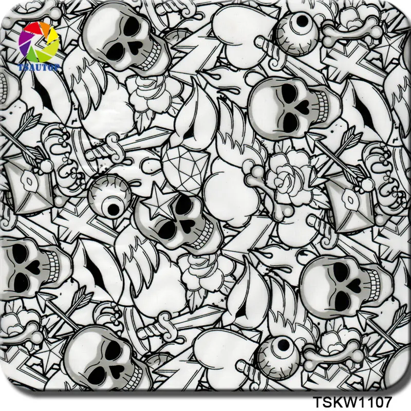 Гидропленка TSAUTOP с принтом черепа, аквапринт, бумага для аквапечати