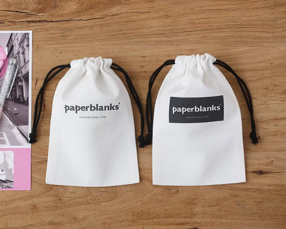 LOGO printed Custom white bag cotton canvas drawstring pouches gift packaging cosmetic bag jewelry packaging bag