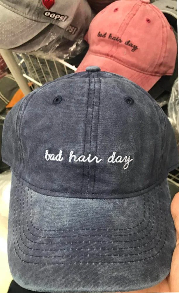 6 panel classic bad hair day cap manufacturer wholesale fashion washed baseball dad cap and hat