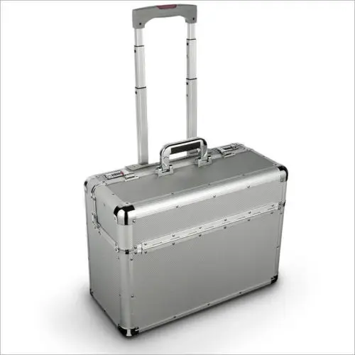 Aluminium Sliver Trolley Pilot Case Business Travel Work Briefcase