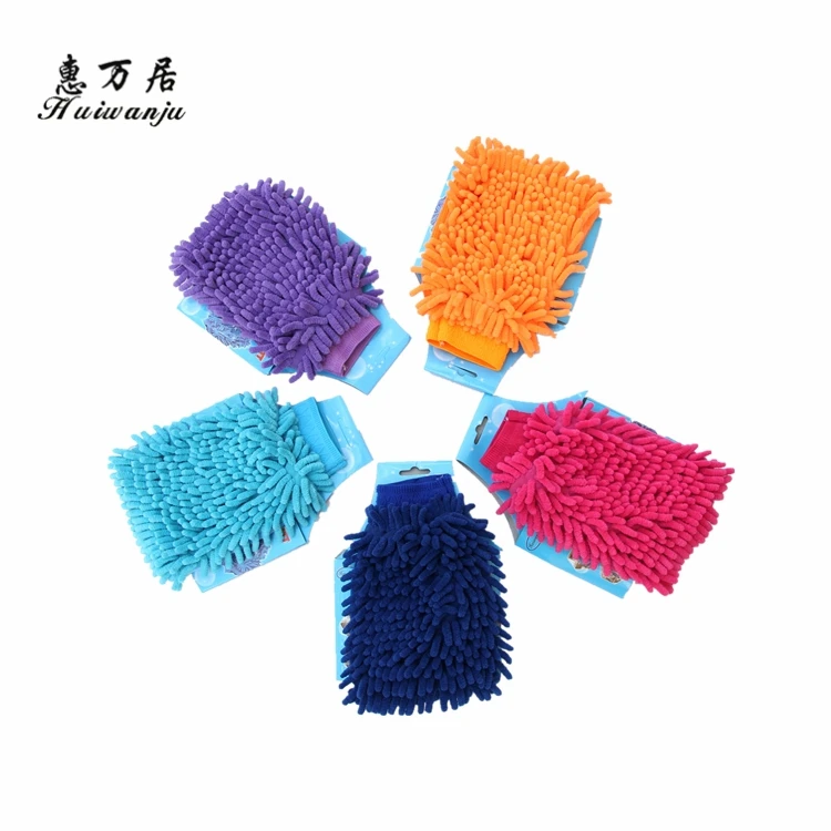 Cheap Single side Microfiber Car Wash Mitt Coral Gloves