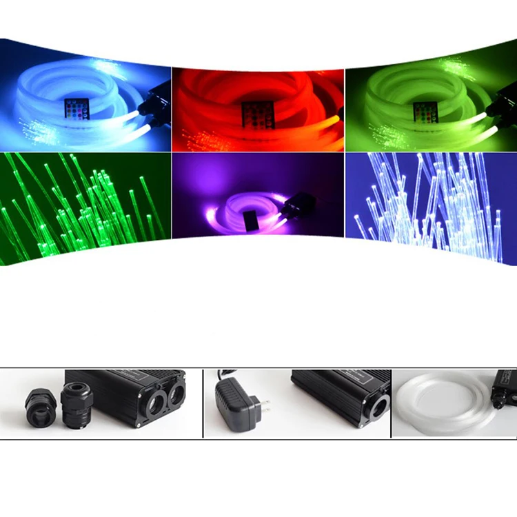 
32W Dual Optical Fiber Connectors Music control LED Light Engine for Fiber Optic Chandelier Lighting or Star ceiling decoration 