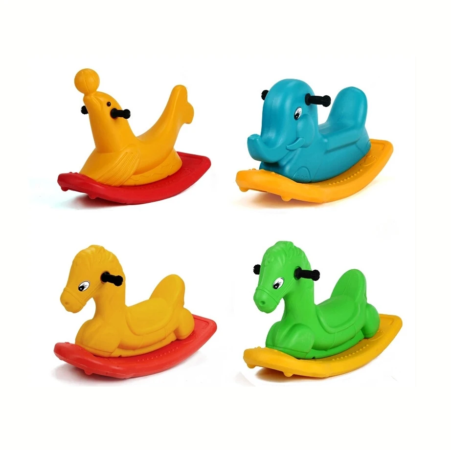 Double-color children plastic elephant rocking horse