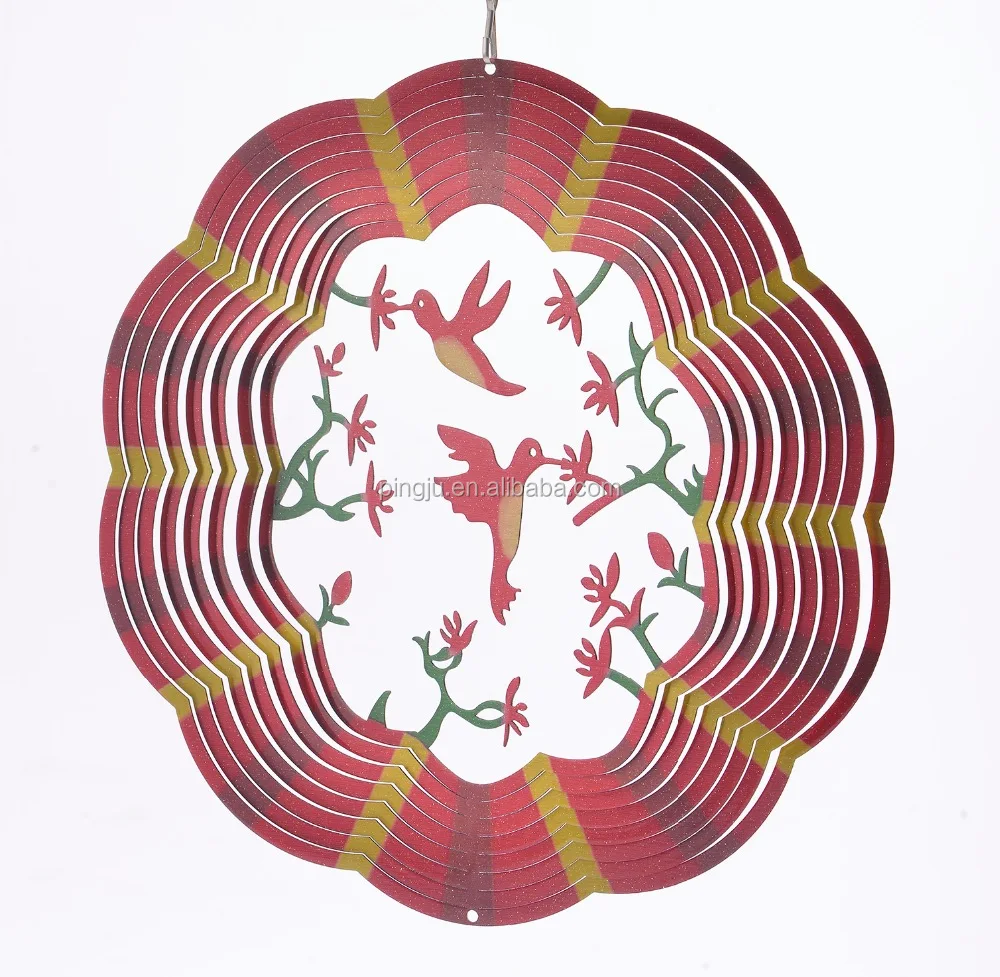 wholesale 3D metal Wind spinner- Double Hummingbird