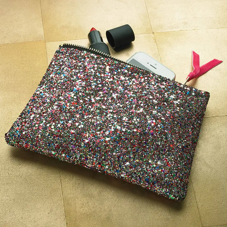 blank fashion women party glitter cosmetic bag makeup travel bag cosmetic clutch bag
