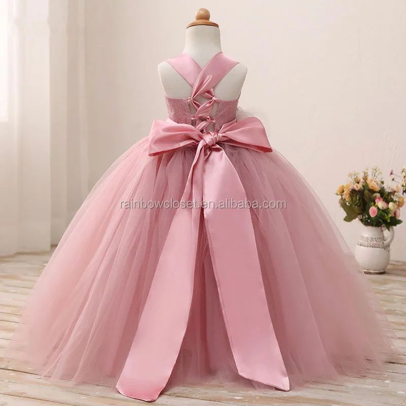 Кружевное платье для девочек без рукавов с цветами, розовое кружевное платье в пол из тюля, оптовая продажа