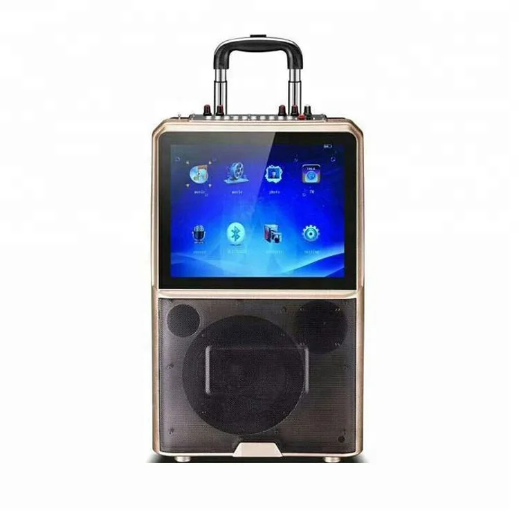 Portable karaoke speaker with TV screen, LED display screen mini speaker, mini hifi LCD screen speaker music mp3