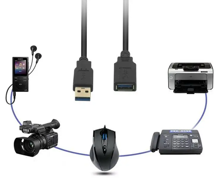 3Ft. (3 Feet) 1m USB 3.0 Extension Extender Cable Cord M/F Standard Type A Male to Female Black