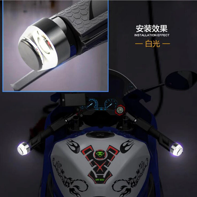 White Amber Dual Color Motorcycle Turn Signal Lamp  LED Handle Bar End Indicator Grip Plug Turn Signal Light for Motorcycle