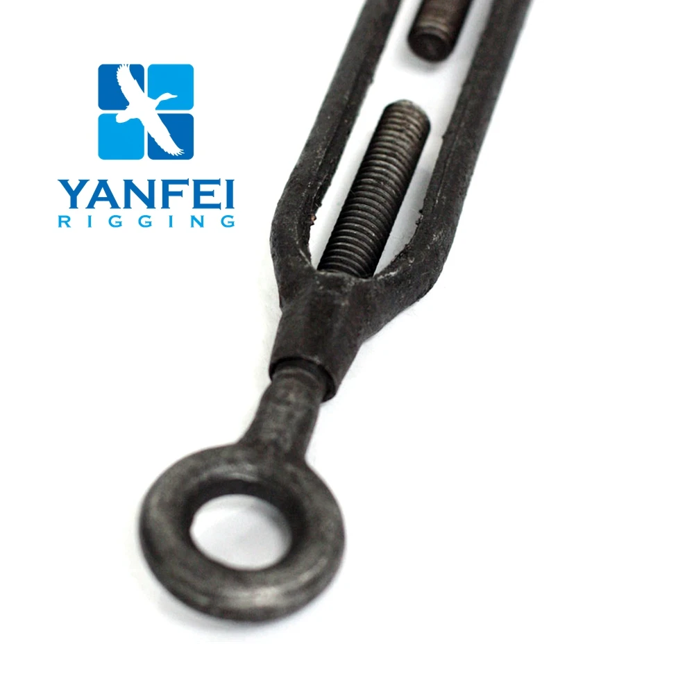 US type Heavy duty m10 16 20 24 30 din 1480 turnbuckle forged black iron hook and eye turnbuckles