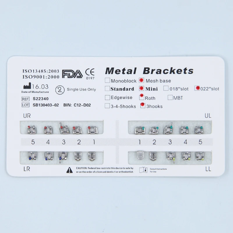 
Orthodontic Mim Mesh Base Bracket with sand blast ( 80 mesh base ) 