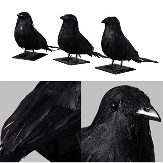 Long Tail Black Crow Realistic Simulation Feathered Animals Birds Garden Wedding Party Events Decor Craft