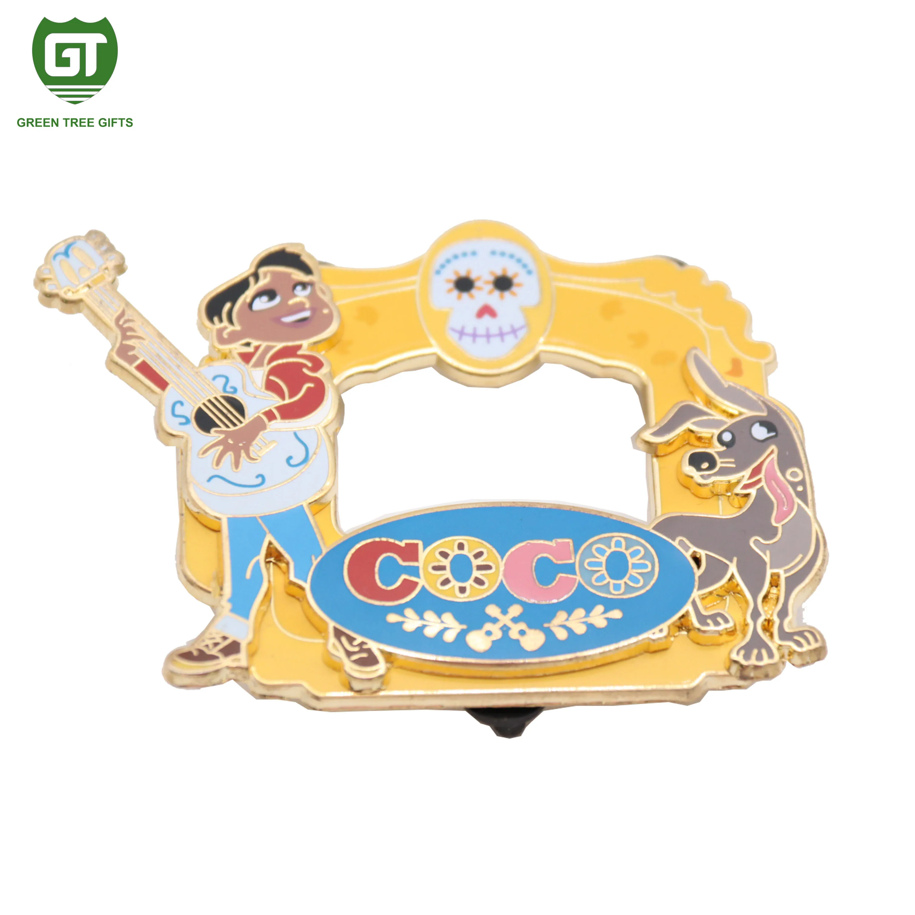 GreenTree custom photo frame 3D lapel pin on pin with rhinestone