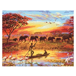 Landscape South African elephant Abstract Decorative hanging Painting by numbers Diy Digital Oil Painting 40*50CM Framed