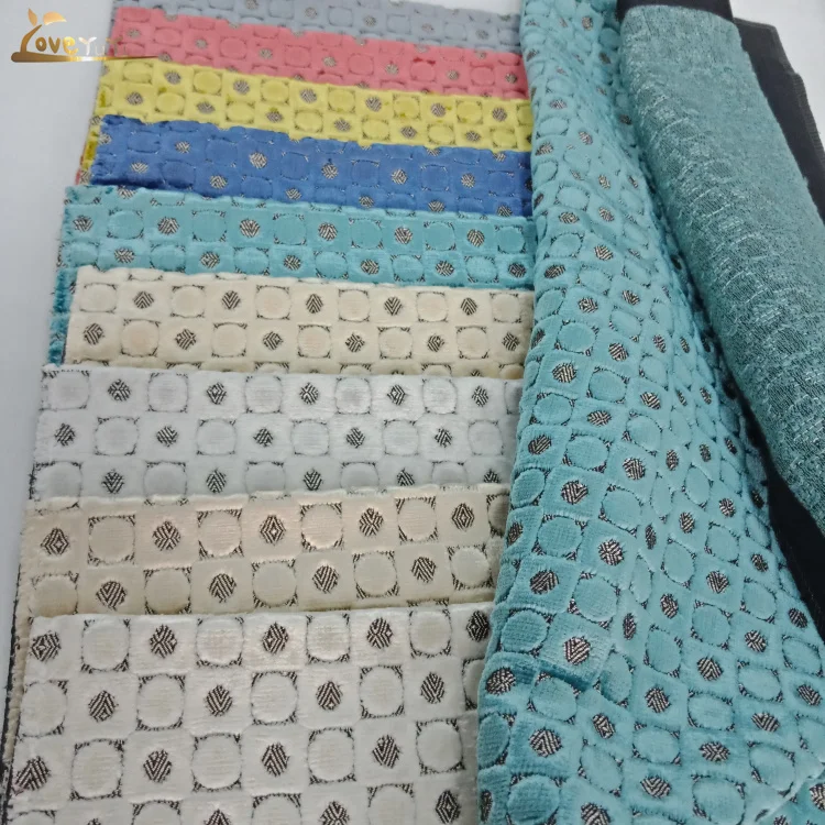 Beautiful Square and circle design jacquard cut velvet advanced curtain fabric advanced villa sofa fabric