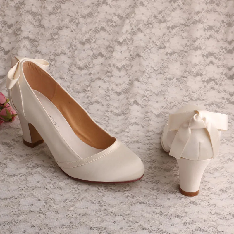 Ivory Court Shoes Block Heel