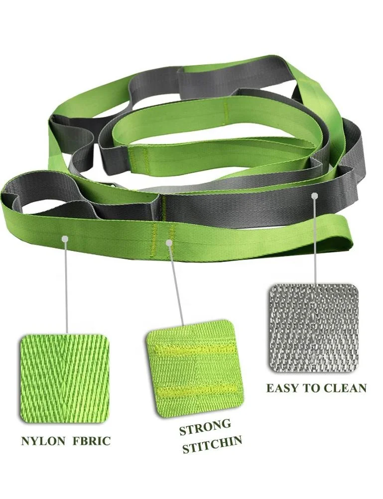 12 Loops Yoga Stretch Strap Multi-Loop Strap for Pilates, Dance and Gym